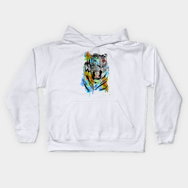 Watercolor Tiger Kids Hoodie by LivMat